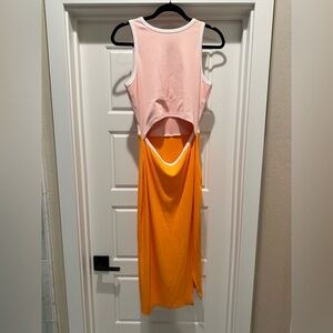 Pink and Orange Cutout Dress
